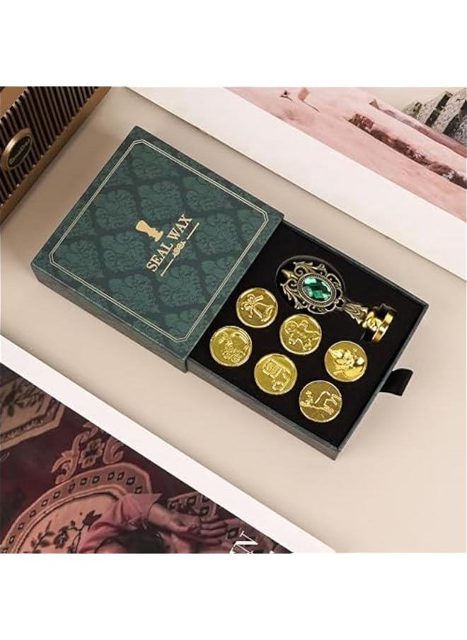 Generic Vintage Lacquer Seal Set, Wax Sealing Set, Sealing Wax Set for Cards, Envelopes, and Gift Packaging. (1 Vintage Handle + 7 Brass Sealing Heads)  - Image 3