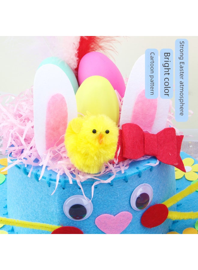 Easter Diy Hat Making Kit Colorful Egg Decorated Hat Creative Gift Rabbit For Kindergarten Kids Toy Puzzle Building Set-Color:Thanksgiving Hat (Orange)  - Image 3
