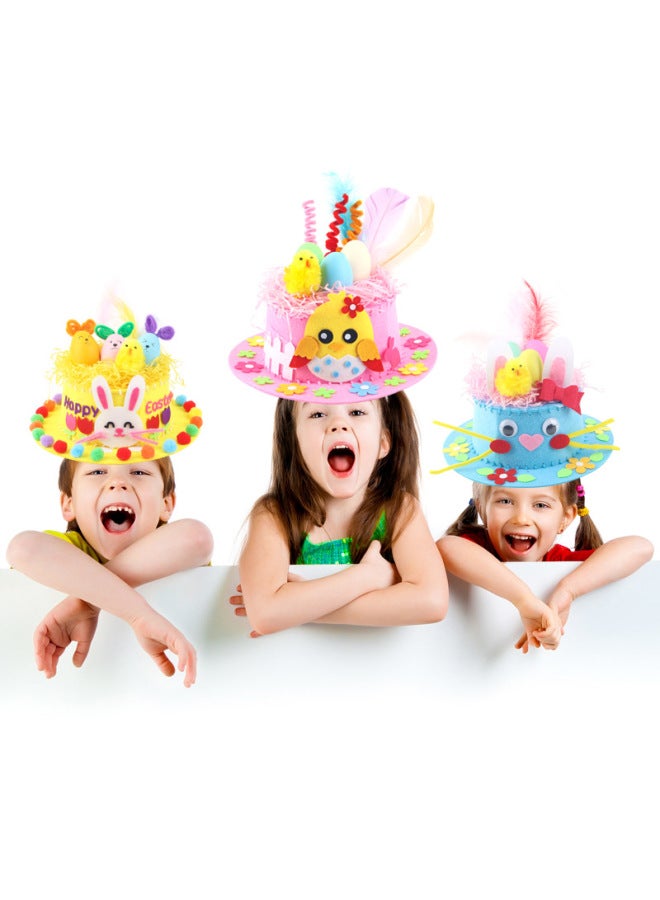Easter Diy Hat Making Kit Colorful Egg Decorated Hat Creative Gift Rabbit For Kindergarten Kids Toy Puzzle Building Set-Color:Thanksgiving Hat (Orange)  - Image 5