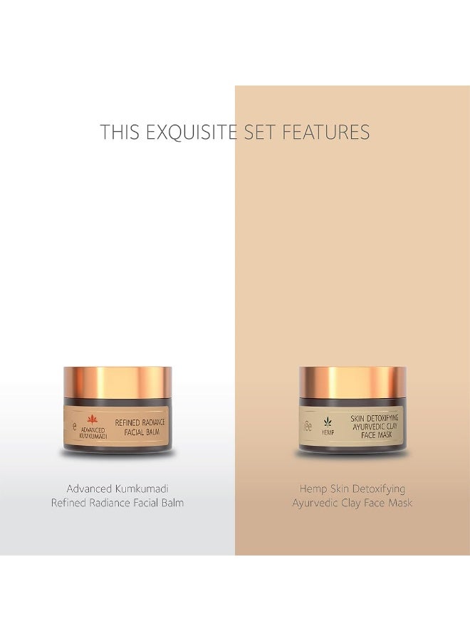 سول تري مجموعة SoulTree الأساسية للعناية الذاتية | طقم هدايا أيورفيدي للعناية بالجسم والاستحمام | يحتوي على شامبو، جل استحمام، بلسم للوجه، مرطب وقناع طيني | صندوق هدايا للعناية بالبشرة بمكونات عضوية (للرجال والنساء) | مجموعة سفر خالية من البارابين والسلفات - Image 2