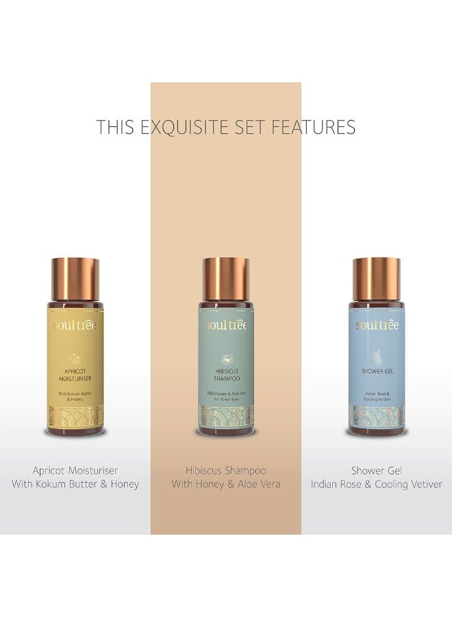 سول تري مجموعة SoulTree الأساسية للعناية الذاتية | طقم هدايا أيورفيدي للعناية بالجسم والاستحمام | يحتوي على شامبو، جل استحمام، بلسم للوجه، مرطب وقناع طيني | صندوق هدايا للعناية بالبشرة بمكونات عضوية (للرجال والنساء) | مجموعة سفر خالية من البارابين والسلفات - Image 3