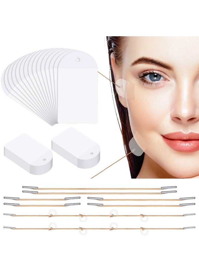 مايتيز 68 قطعة من أشرطة شد الوجه مع مجموعات حبل الرفع 60 قطعة من شريط شد الوجه غير المرئي لاصق رقعة رفع سريعة للوجه شريط شد العين للرقبة للنساء جمال الوجه - Image 1