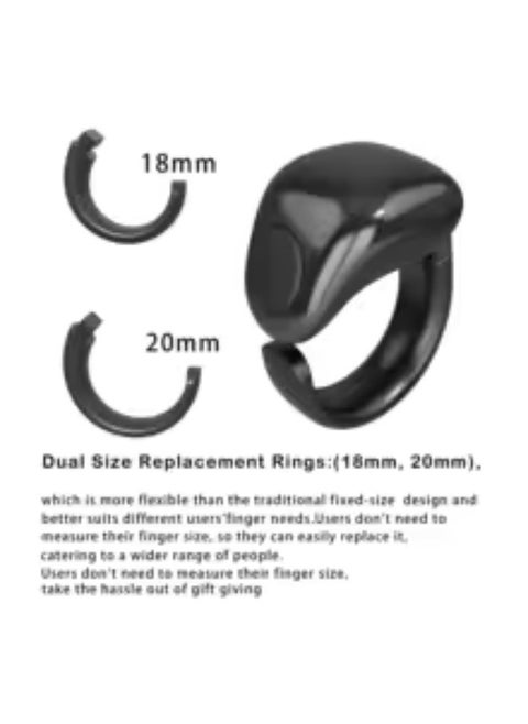 Smart Tasbih Tally Counter for Muslims Zikr Ring Bluetooth Electronic Digital Tasbeeh 2 Size Prayer Time Vibration Reminder - Size 18 and 20 - Black