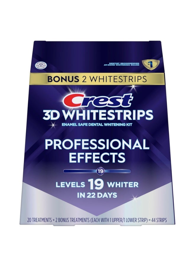 Crest شرائط تبييض الأسنان كريست 3D الاحترافية، شرائط 3D البيضاء، مجموعة شرائط تبييض الأسنان، 44 شريط (حزمة 22 شريط)، شرائط تبييض الأسنان كريست، مجموعة تبييض الأسنان - Image 1