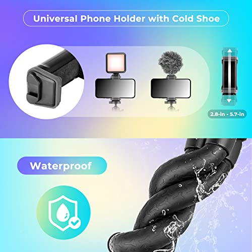 UBeesize Phone Tripod, UBeesize 12 Inch Flexible Cell Phone Tripod Stand Holder with Wireless Remote Shutter & Universal Phone Mount, Compatible with Smartphone/DSLR/GoPro Camera - Image 2