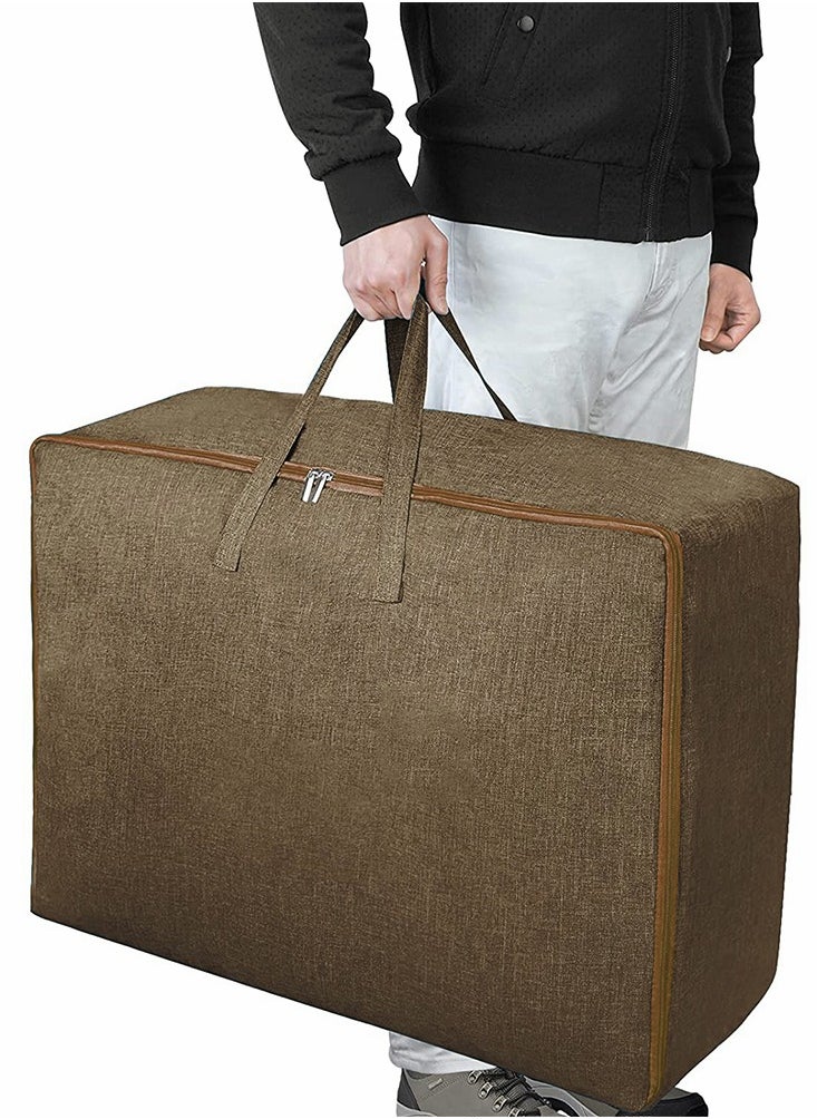 HomarKet Extra Large Blanket Storage Bag Under Bed Storage Tote for Comforters Clothes Linens Water Resistant and Breathable Closet Bags (Brown 1-Pack)  - Image 1