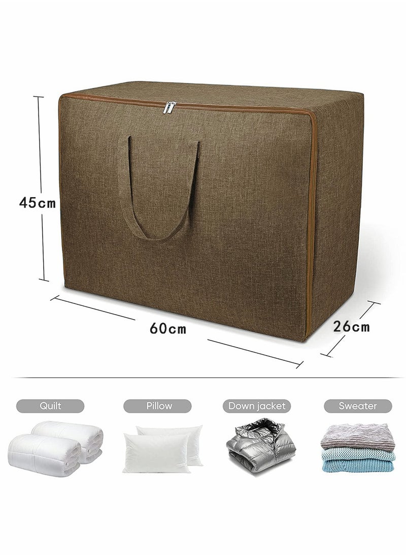 HomarKet Extra Large Blanket Storage Bag Under Bed Storage Tote for Comforters Clothes Linens Water Resistant and Breathable Closet Bags (Brown 1-Pack)  - Image 3