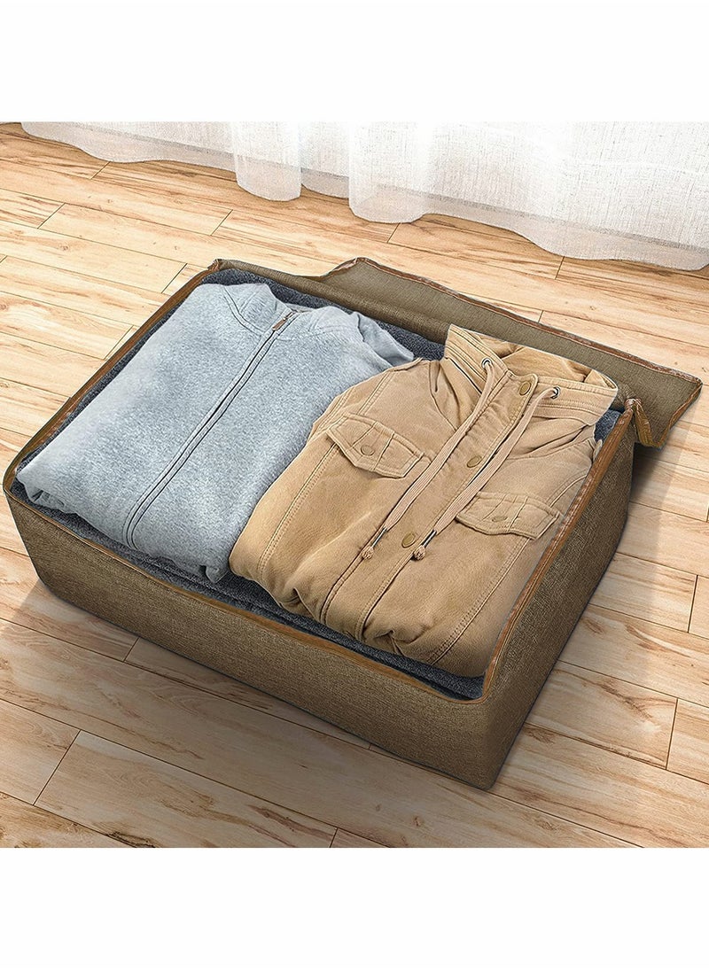 HomarKet Extra Large Blanket Storage Bag Under Bed Storage Tote for Comforters Clothes Linens Water Resistant and Breathable Closet Bags (Brown 1-Pack)  - Image 2
