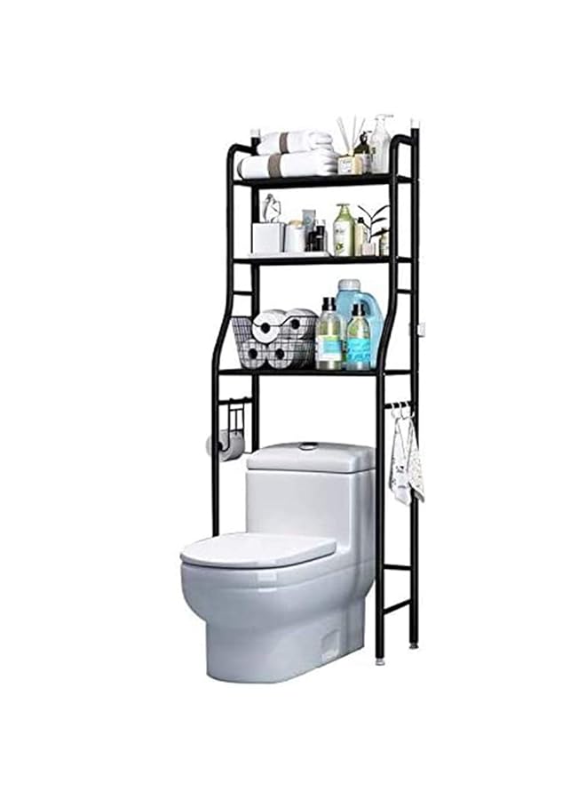 erorex Toilet Storage Rack 3 Tier Over Commode Shelving No Drilling Easy To Assemble High Capacity Very Sturdy Space Saving Shelf Black - Image 1