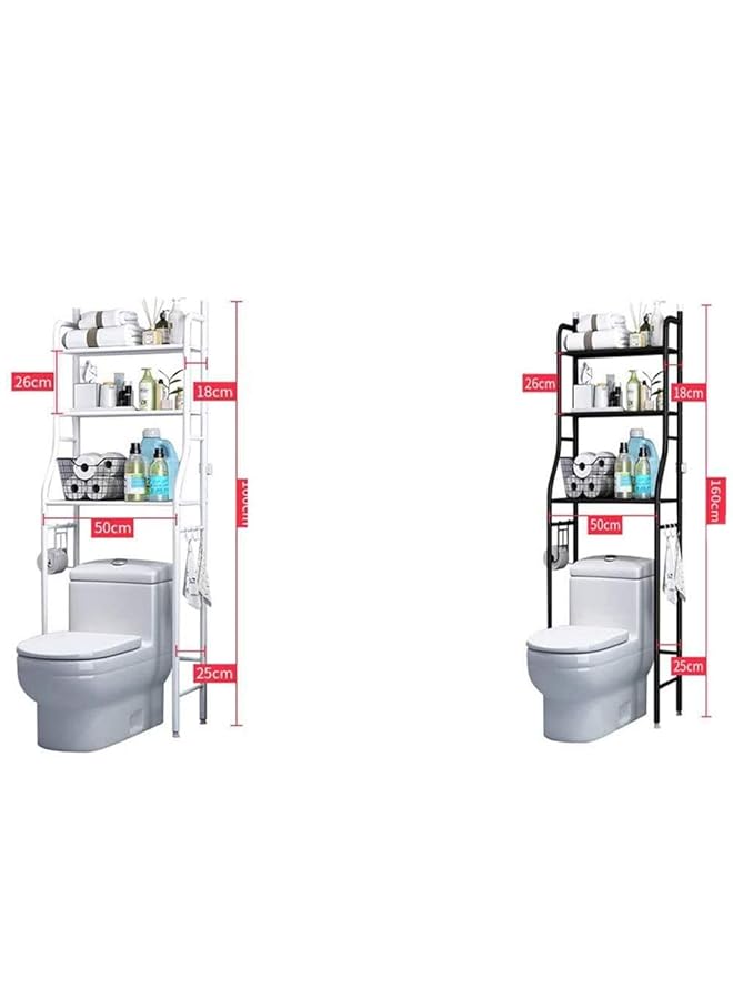 erorex Toilet Storage Rack 3 Tier Over Commode Shelving No Drilling Easy To Assemble High Capacity Very Sturdy Space Saving Shelf Black - Image 4