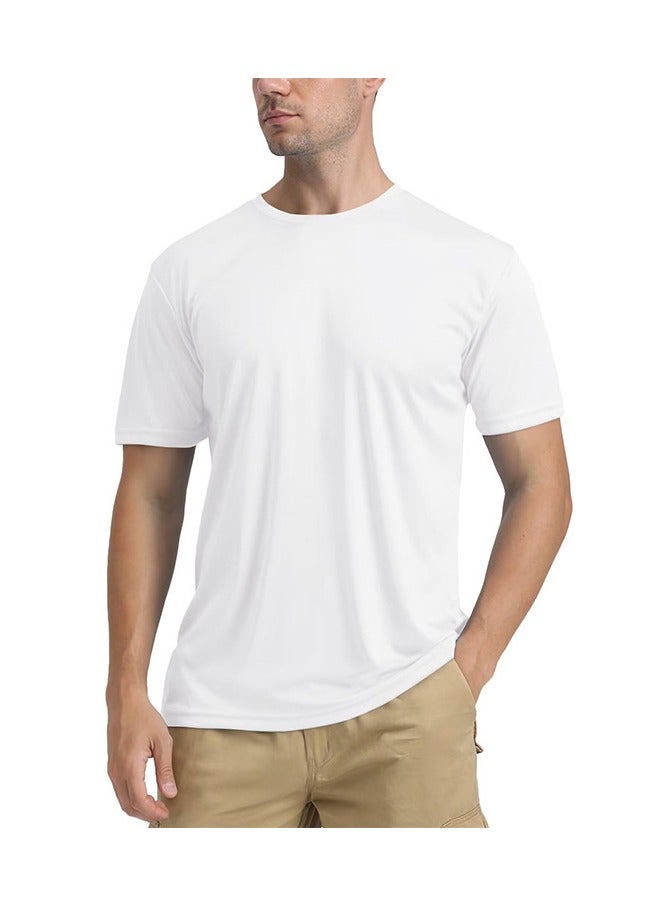 Jorunb Men's T-shirt, Training T Shirt, UPF 50+ sun protection clothing, summer breathable quick-drying sports outdoor sun protection short sleeve (White)  - Image 1