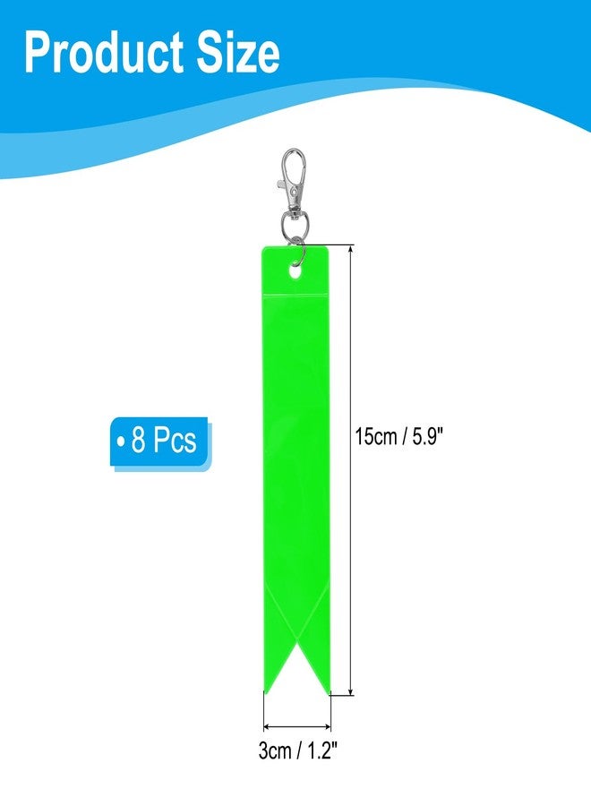 PATIKIL Safety Reflector 6"x1", 8 Pack Reflector Tag Pendant Reflective Safety Keychain Gear with Clip for Backpack Cycling Running Wheelchairs, Green - Image 2