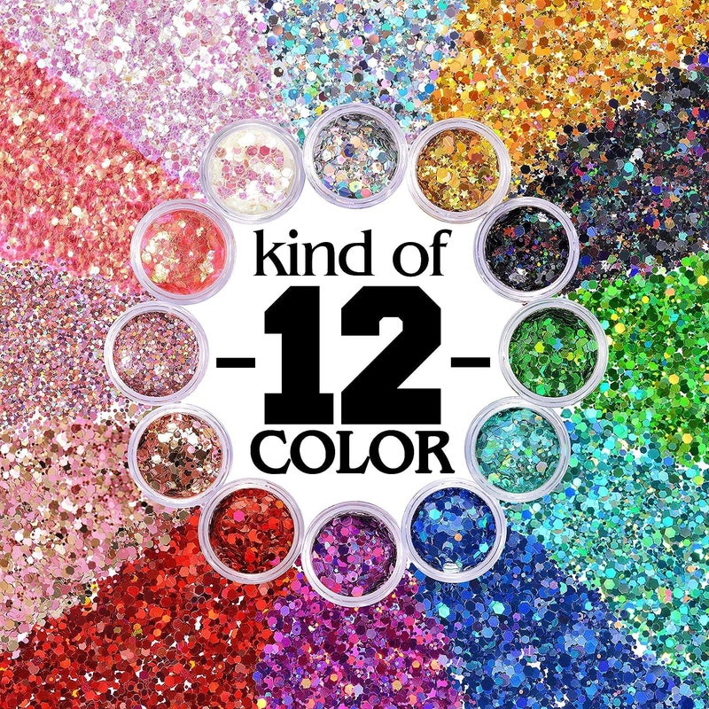Ruby Face RUBYFACE 24 Colors Nail Art Pigment Glitter for Nails Sequins Fine Glitter Powder Mix Holographic Glitter Flakes Cosmetic for Eyeshadow Makeup Rave Festival Parties Face Painting Nail Art - Image 5