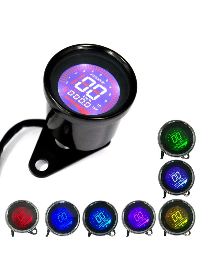 Motorcycle Modified Meter 12v Motorcycle 7 Color Tachometer Odometer Speed Oil Meter