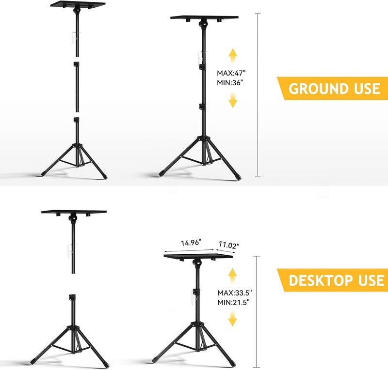 Facilife Projector Stand Tripod - Laptop Tripod Projector Stand Adjustable Height 22 to 47 Inch, Projector Tripod Stand, Tripod for Porjector, Projector Stand for Outdoor Movies - Image 5