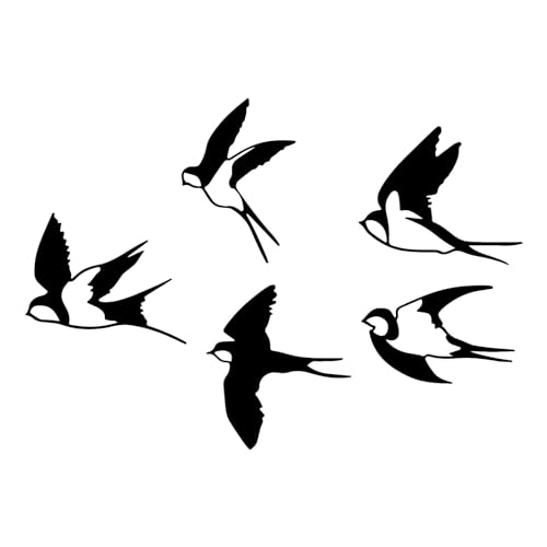 ESTART Birds Metal Wall Decor, 5 Pcs Black Birds Metal Wall Art Outdoor Hanging Decorative Bird Wall Sculpture for Home Kitchen Patio Bedroom Living Room Bathroom Garden - Image 1