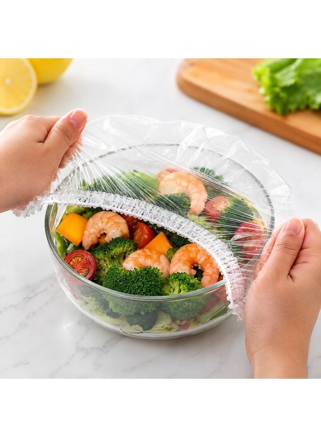 vsell24 100pc Plastic wrap for food airtight bag universal kitchen packaging airtight fresh preservation reusable elastic adjustable bowl lidbowl storage for leftovers and meal preparation - Image 1
