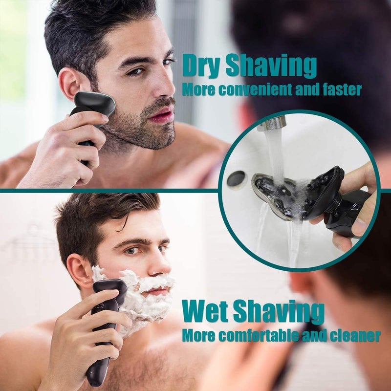 pritech PRIITECH Shaver for Men,3 in 1 Electric Razor Hair Beard Nose Trimmer Gromming Set,Coedless Rechargeable Shaving Wet and Dry USB Charging Black - Image 3