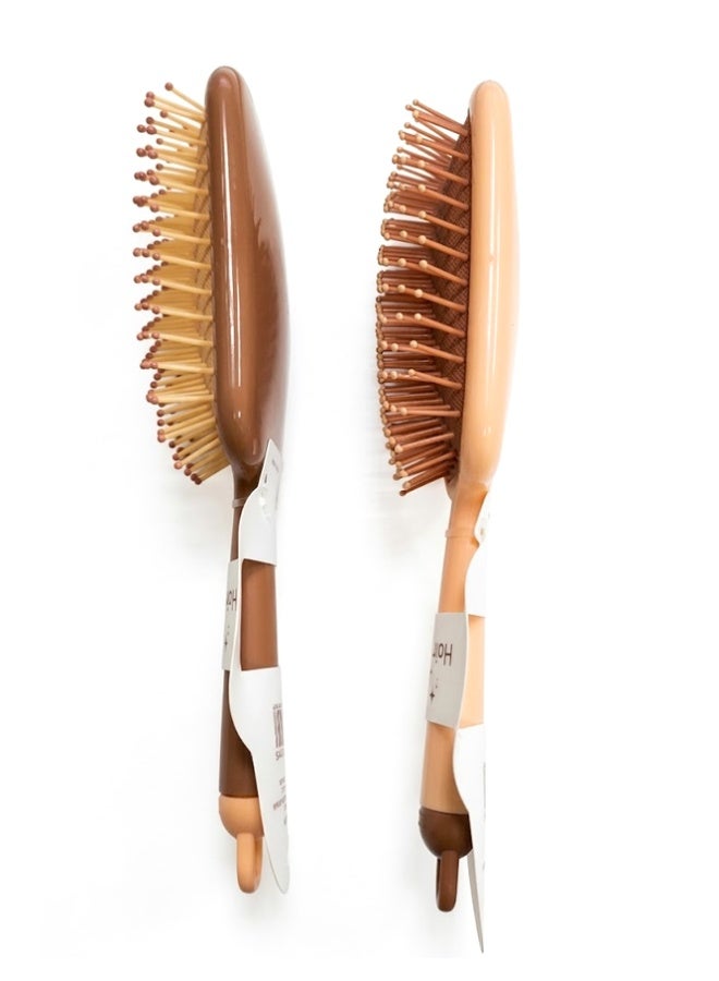 Crazy Boss 2-Piece Large Paddle Hair Brush Set – Professional Detangling Brushes for Thick, Curly & Straight Hair – Aesthetic Coffee-Toned Haircare Kit for Smooth & Frizz-Free Styling - Image 2