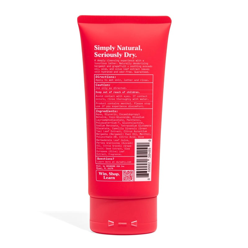 Duradry Deodorizing Body Wash for Women and Men - Odor control, Deep Cleansing, Nourishes, and Moisturizes Skin, Made with Natural Ingredients - Aqua Fragrance, 6 Fl Oz - Image 2