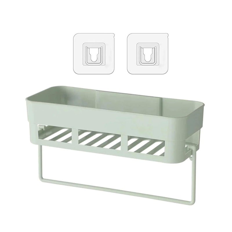 RECLUSE Bathroom Accessories 2 Pack Self-Adhesive Bathroom Organiser with Towel Holder, Washbasin Storage Rack for Desktop Wall Mount No Drilling Washroom Accessories, Bathroom Racks and Shelves (Multicolor) - Image 1