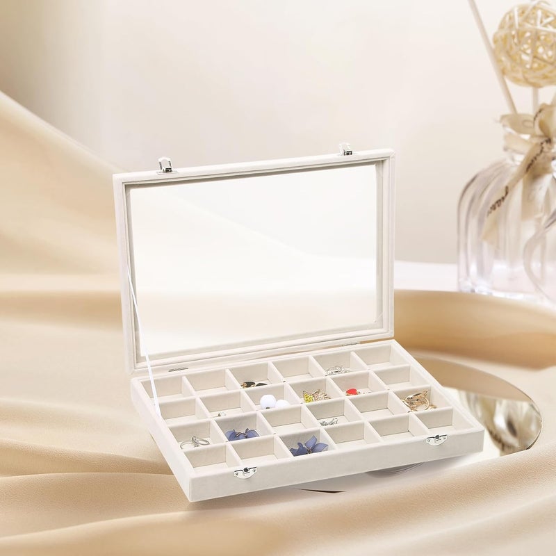 Stratalife Jewelry Organizer 30 Grid Earring Organizer Tray with Lid Jewelry Storage Tray for Earring Necklace Drawer Display for Women, 13.78"x9.4"x1.75" - Image 3