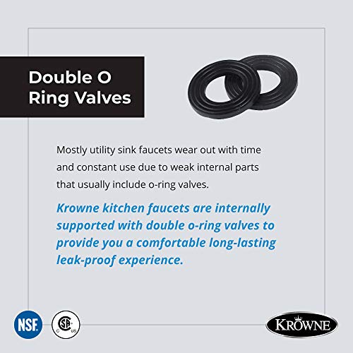 Krowne Wall Mount Kitchen Faucet - Utility Sink 4” Center Mount, 6" Swing Spout, ½” NPT Male Inlet, 2 GPM Flow Rate, Ceramic Valve Chrome Plated Finish, Lever Handle, Silver Series Plumbing, 10-406L - Image 5
