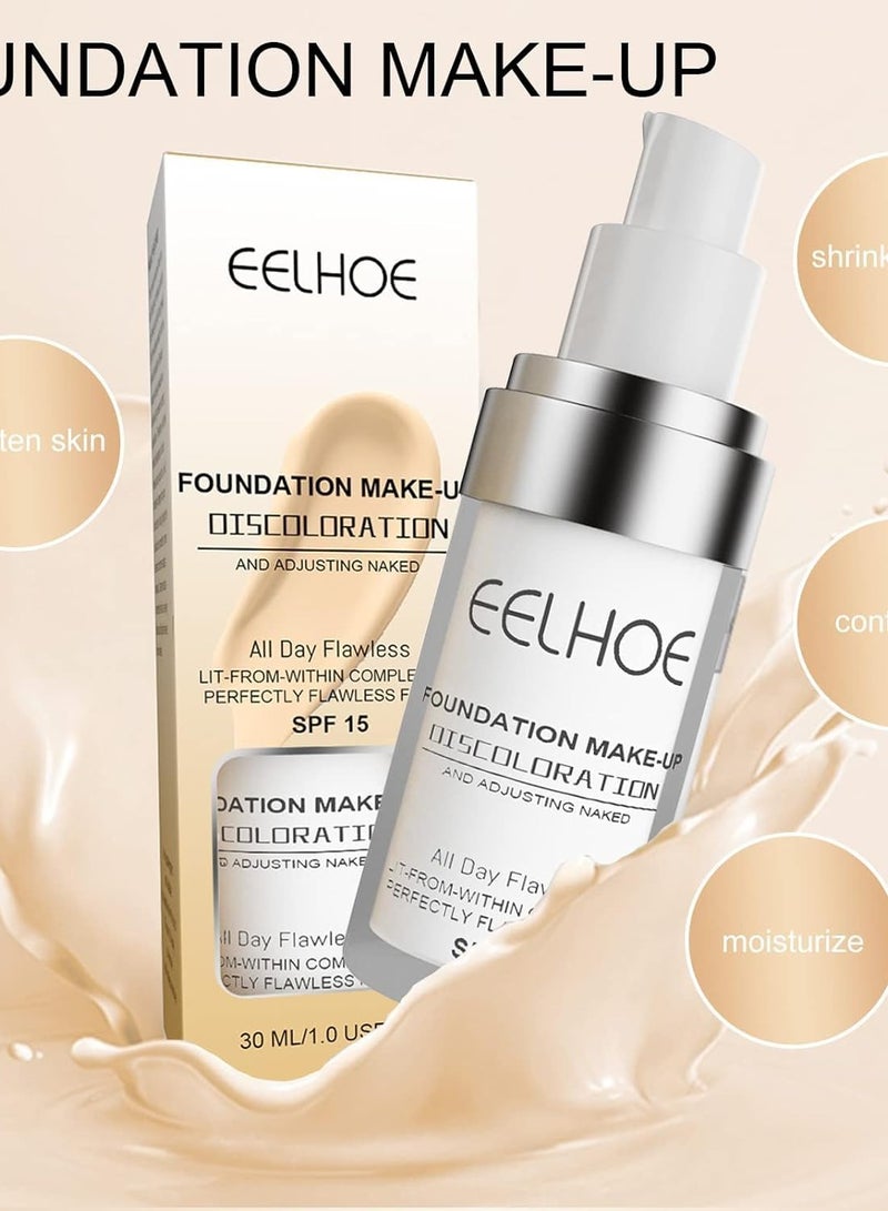 EELHOE EELOHE Liquid Foundation Brightening Even Skin Moisturizing Hydrating Lasting Oil Control Skin Care Dry to Oily Face Cream - Image 3