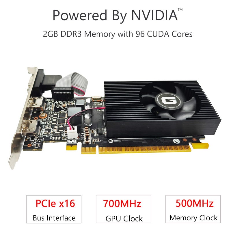 Glorto GeForce GT 730 2G Low Profile Graphics Card, 2X HDMI, VGA, DDR3, PCI Express 1.0 x16, Entry Level GPU for PC, SFF and HTPC - Image 2