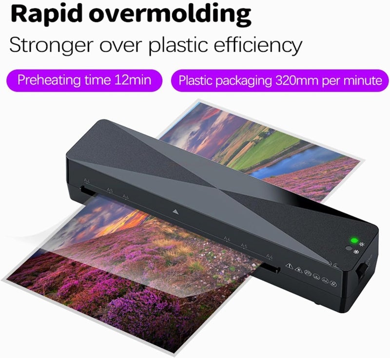 SKY-TOUCH Laminating Machine,Desktop Portable A4 Laminator,With Hot And Cold Settings,Quick Warm-Up And No Bubbles With A4/A5/A6-15 Laminator Pouches,For Home Office, School,332*91*66Mm - Image 5