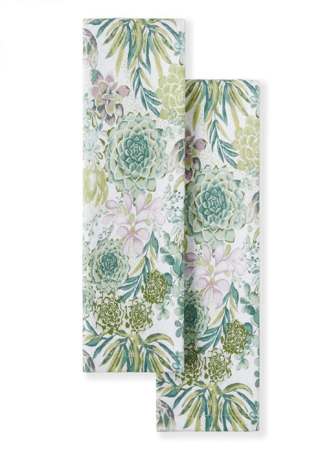 Martha stewart - MARTHA STEWART Dual Purpose Kitchen Towel 2-Pack Set, Succulents, 16"x28" - Image 1
