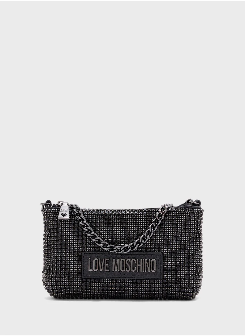 Love Moschino Logo Detailed Flap Over Crossbody