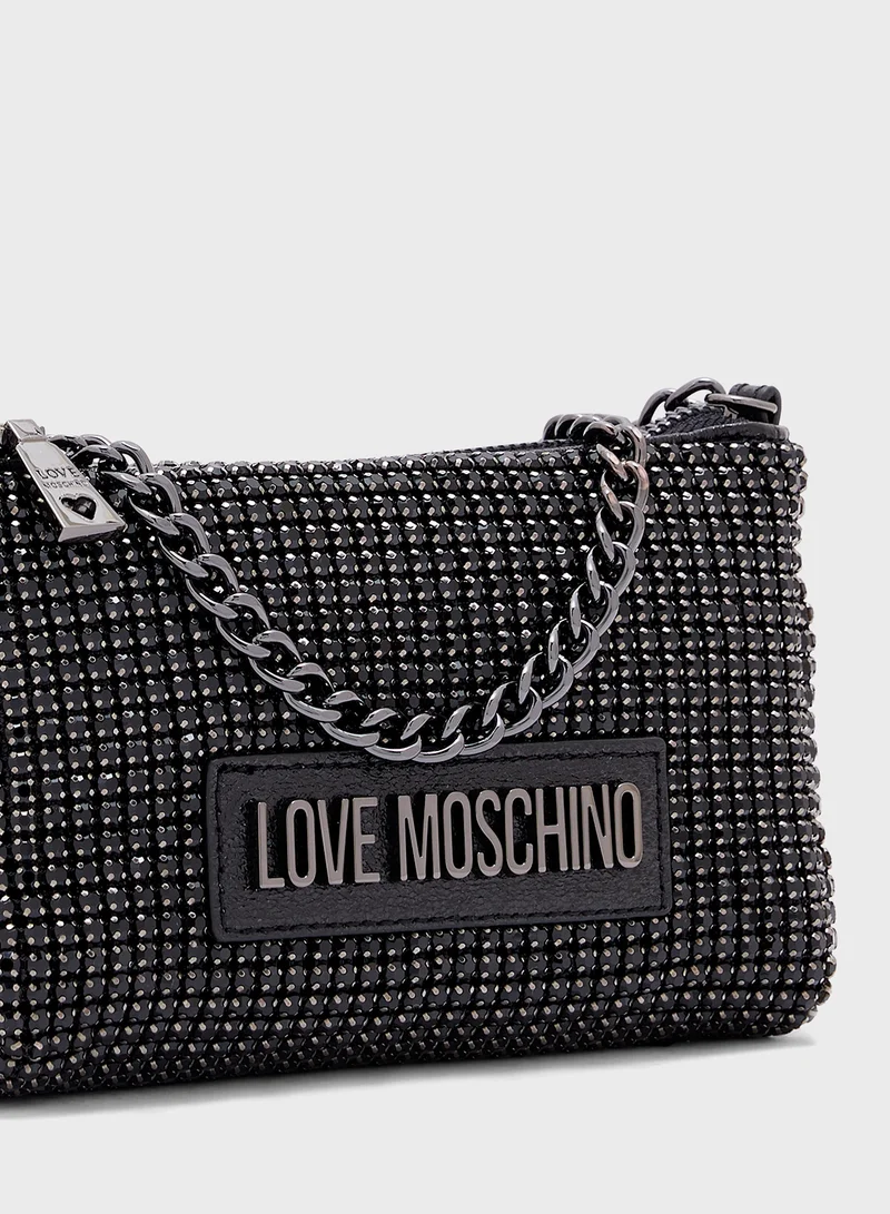 Love Moschino Logo Detailed Flap Over Crossbody