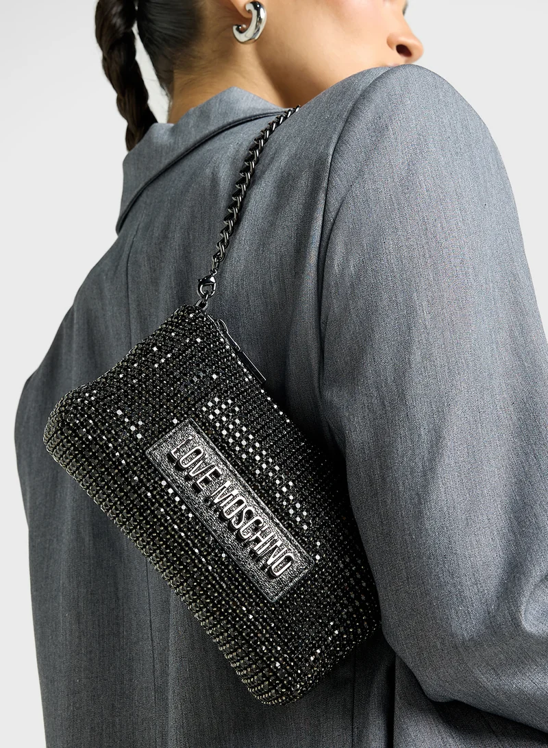 Love Moschino Logo Detailed Flap Over Crossbody