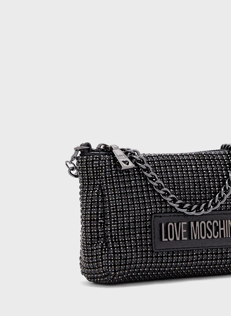 Love Moschino Logo Detailed Flap Over Crossbody