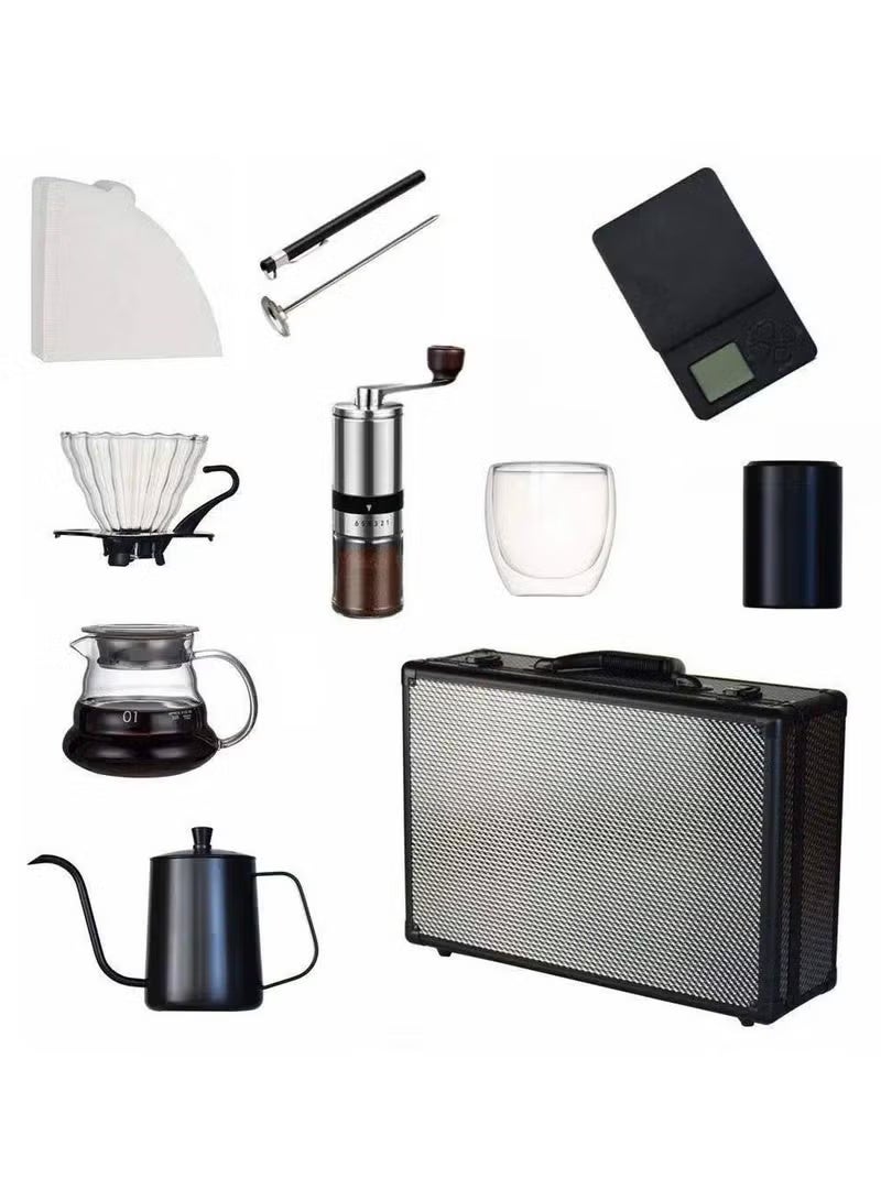 DIGI CORE V60 Upgraded Pour Over Coffee Kit – Complete Barista Brewing Set with 360ml Glass Server, 600ml Gooseneck Kettle, Manual Coffee Grinder, Digital Scale with Timer, Filters, Travel Bag & Accessories – Perfect for Home, Office & Travel Brewing Enthusiasts - Image 2