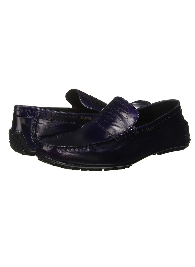 RUOSH Mens Clark Loafer Slip on Driving Comfort Leather Work Office Formal Occasion Party Casual Wear Italian Design Anti Skid Padded Insole Fashion Premium Shoes