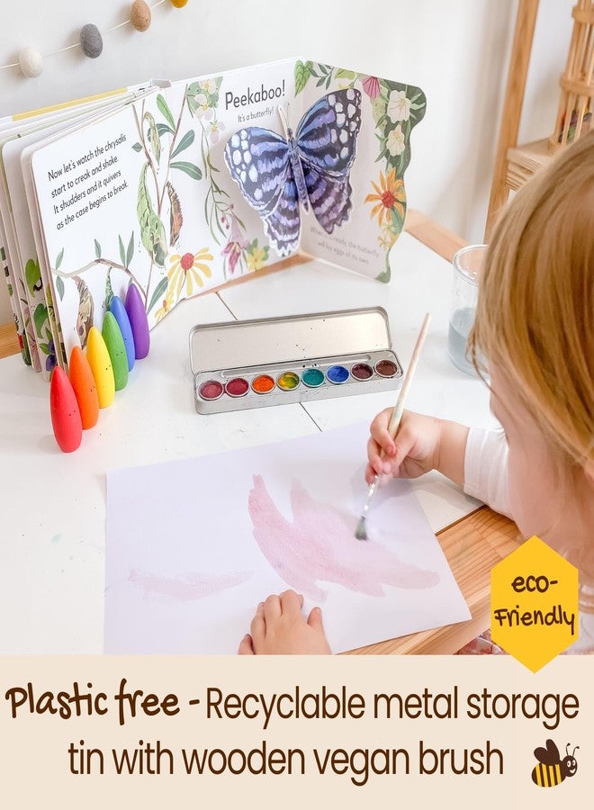 Honeysticks Non-Toxic Watercolor Paint Set for Kids and Toddlers - 8 Vibrant and Long Lasting Colors with Brush - Natural and Food Grade Ingredients - Child Safe Art Supplies - Great Gift Idea - Image 5