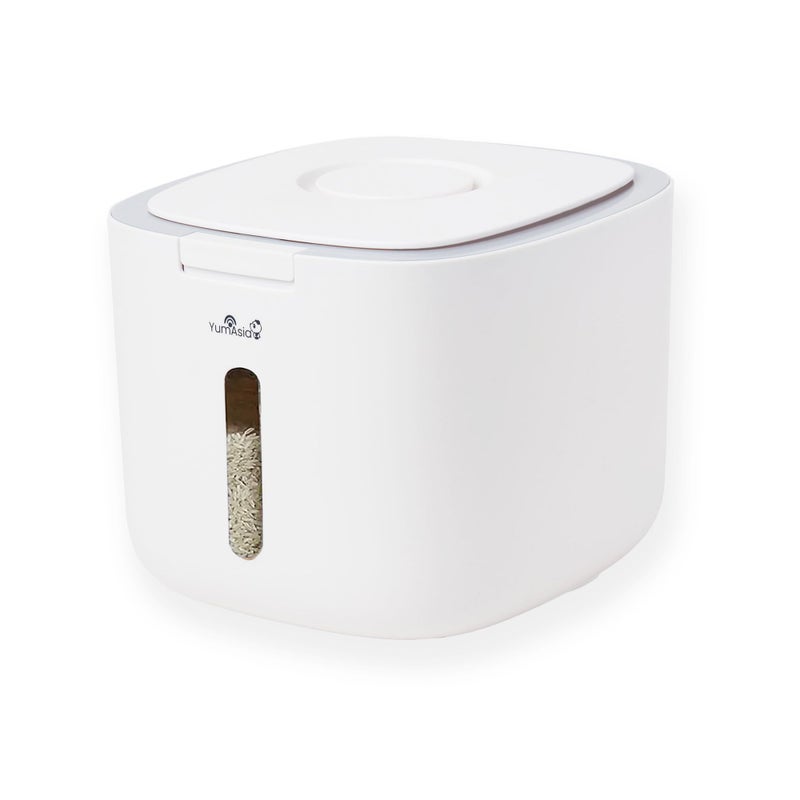 Yum Asia Grain Storage Container 10 Litre  White with Grey Trim  Safe ABS Materials  Preserve Rice Cereals Flour Pasta Nuts Beans and More