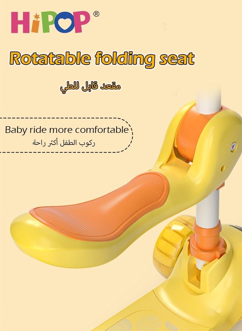 HIPOP Cartoon Kids Kick Scooter with Cool Lights,Can Sit And Slide,Anti-Rollover Scooter For Kids  - Image 3