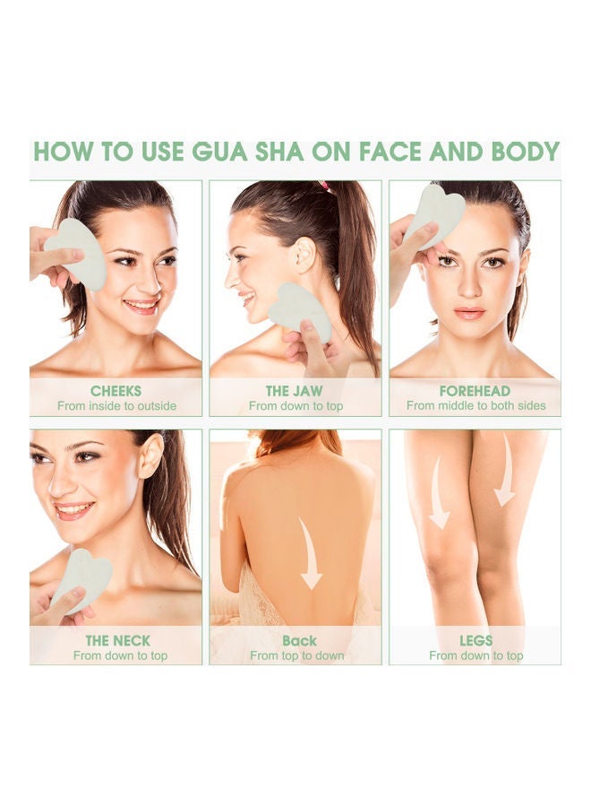 NIBEMINENT Natural Jade Roller Guasha Skin Scraper Facial Set Care Anti-aging Puffy Eyes Massager Neck Anti Wrinkle Beauty Stone Green - Image 5