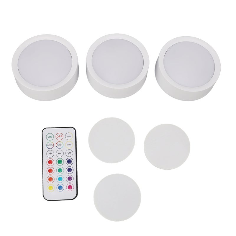 LED Puck Light with Remote Control 13 Colors Battery Powered Under Cabinet Lighting Wireless Closet Counter Light - Image 1