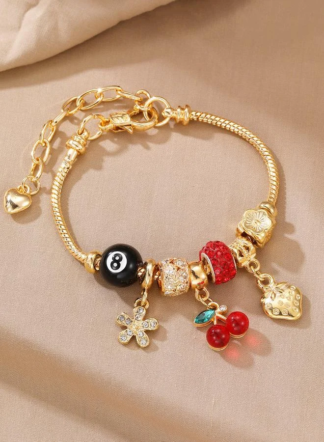 Take Two Gold Tone Cherry and Strawberry Charms Bracelet