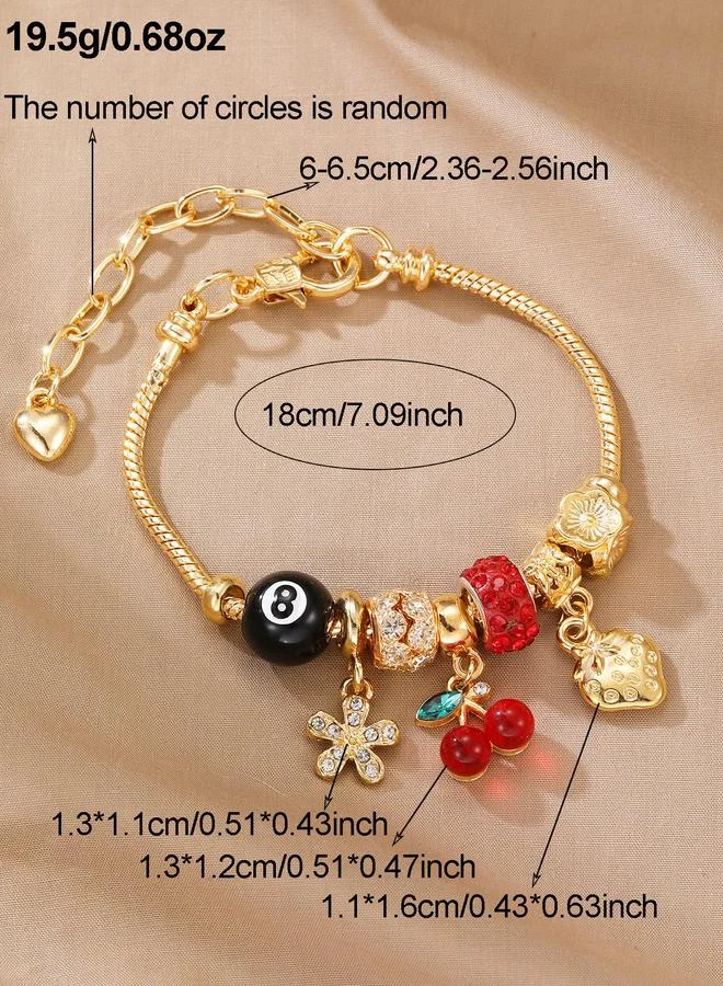 Take Two  Gold Tone Cherry and Strawberry Charms Bracelet for Women | Best Price UAE