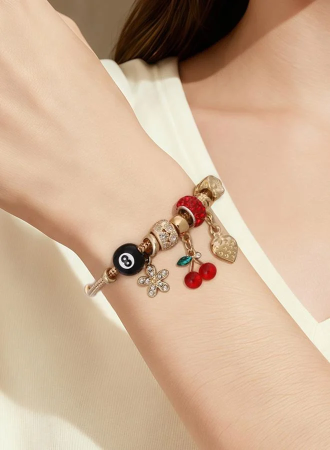 Take Two Gold Tone Cherry and Strawberry Charms Bracelet