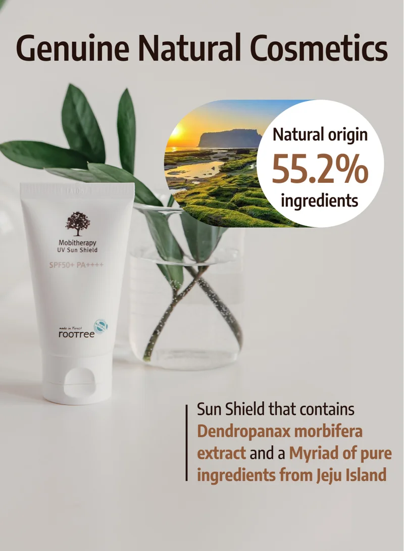 rootree Mobitherapy UV Sun Shield - Korean Skincare, Moistruising Sunscreen SPF 50, UV Protection, Anti Aging and Wrinkle, Vegan & Cruelty Free
