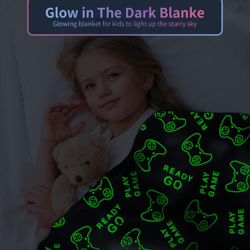 COMFAR Glow in The Dark Gamer Blanket, Gaming Blanket for Boys/Men 40"x 50" - Cool Gamer Gifts for Men, Women, Teen Boys/Girls - Image 2