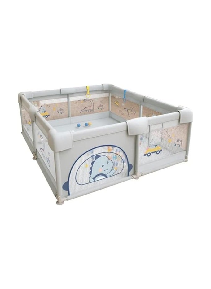 Nano Classic Baby Playpen, 150 x 180 x 68cm Large Play fence for Baby and Toddlers, Large Playard, Anti-Collision Foam Playpens (Gray)  - Image 1