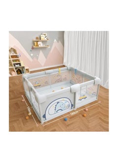 Nano Classic Baby Playpen, 150 x 180 x 68cm Large Play fence for Baby and Toddlers, Large Playard, Anti-Collision Foam Playpens (Gray)  - Image 3