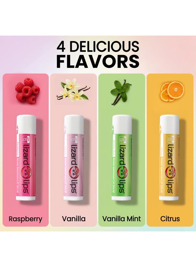 Lizard Lips SPF 15 Lip Balm (4 Flavor Variety) - Image 3